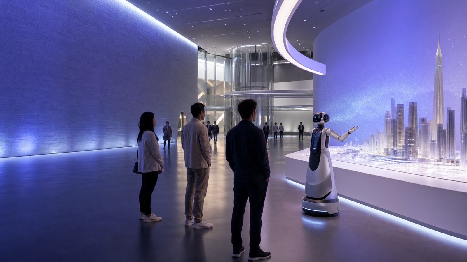 Robot guide and reception in a visitor venue