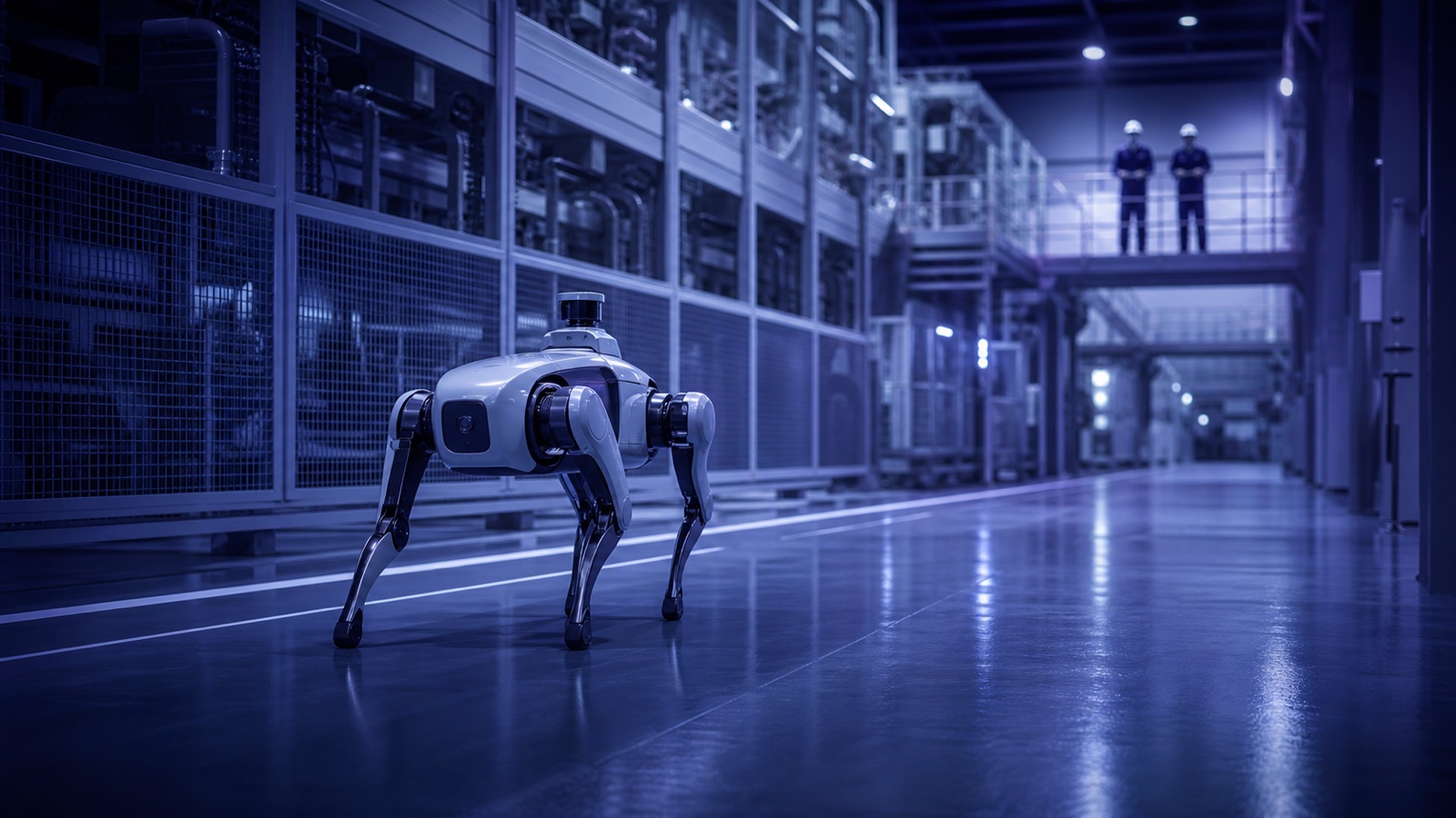 Quadruped robot performing an industrial inspection task